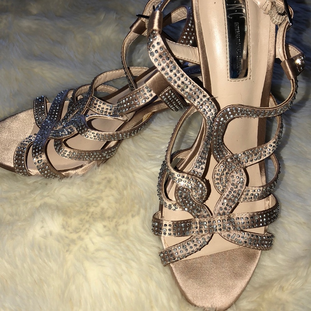 Gold sparkle heels